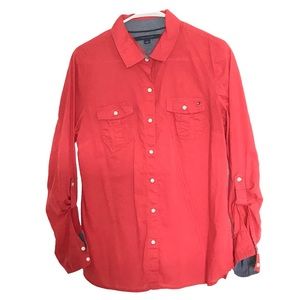 Tommy Hilfiger Red Button Down Women’s Shirt - Size: L  100% Cotton